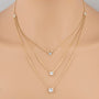 Round Cubic Zirconia Triple Layered Necklace in Plated Brass, photo 3