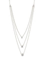 Round Cubic Zirconia Triple Layered Necklace in Plated Brass, photo 2