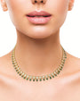 Round and Green Baguette Cubic Zirconia Collar Necklace in 18K Gold-Plated Brass, photo 2