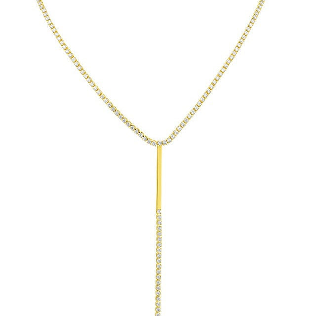 Collar en Y con barra y zirconias cúbicas redondas en latón bañado en oro de 18K, foto 1