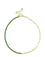 Collar mitad tenis y mitad cadena con zirconias cúbicas verdes en latón bañado en oro de 18K, foto 2