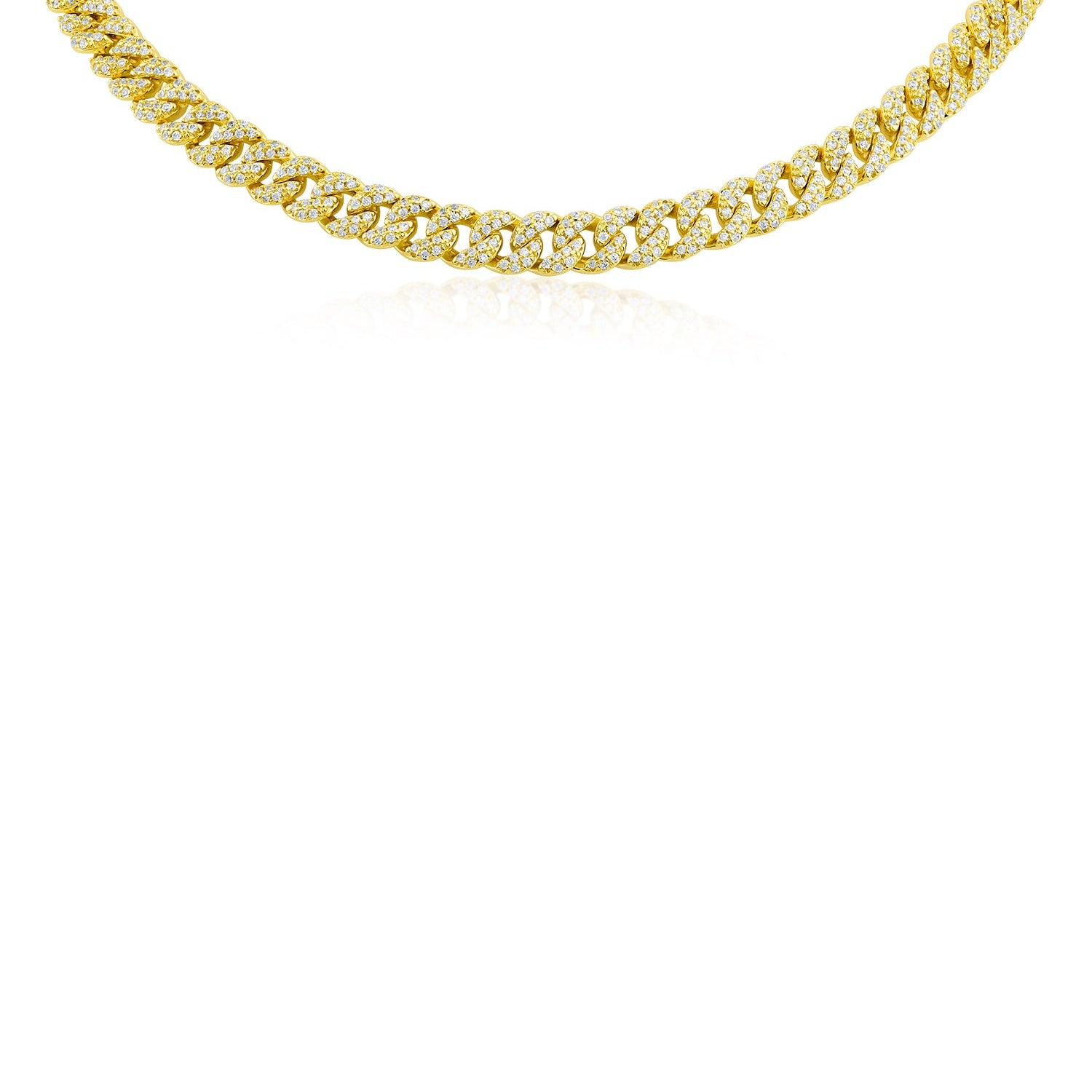 Collar ajustable de cadena con zirconias cúbicas en engaste pavé en latón bañado en oro de 14K, foto 1