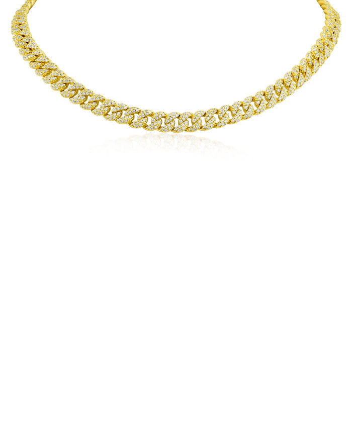 Collar ajustable de cadena con zirconias cúbicas en engaste pavé en latón bañado en oro de 14K, foto 1