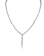 Round Cubic Zirconia Drop Tennis Necklace in Rhodium-Plated Brass, photo 1