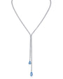Round and Pear Cubic Zirconia Double Drop Y-Necklace in Rhodium-Plated Brass, photo 4