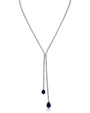 Round and Pear Cubic Zirconia Double Drop Y-Necklace in Rhodium-Plated Brass, photo 2
