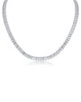 Emerald-Cut Cubic Zirconia Tennis Necklace in Rhodium-Plated Brass, photo 1