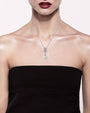Pavé Cubic Zirconia and Bead Pendant Necklace in Rhodium-Plated Brass, photo 2