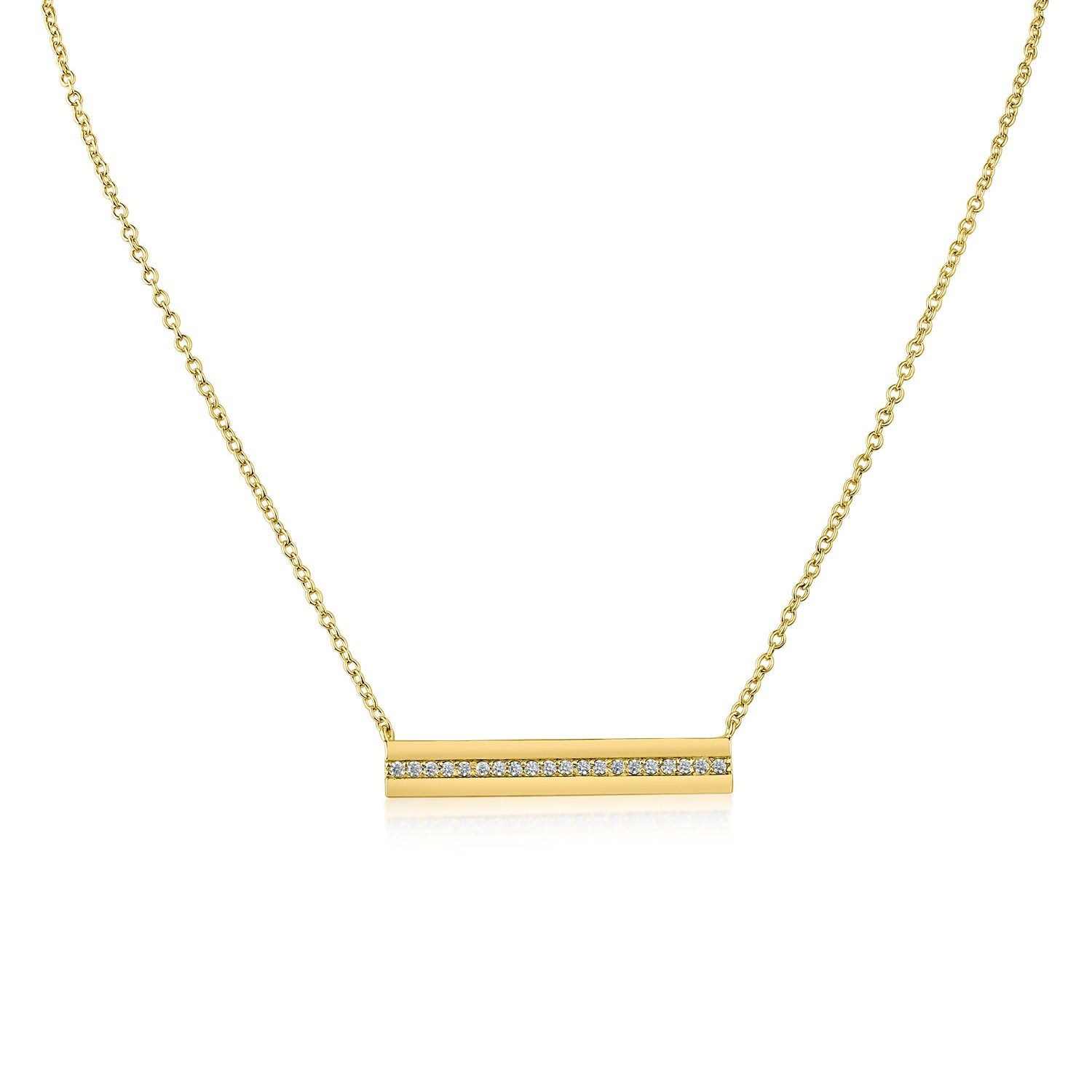 Collar con colgante de barra horizontal con zirconias cúbicas pavé en latón bañado, foto 1
