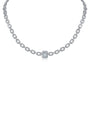 Collar de eslabones con zirconias cúbicas pavé y talla esmeralda en latón bañado en rodio, foto 1