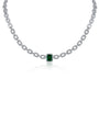 Collar de eslabones con zirconias cúbicas pavé y talla esmeralda en latón bañado en rodio, foto 2