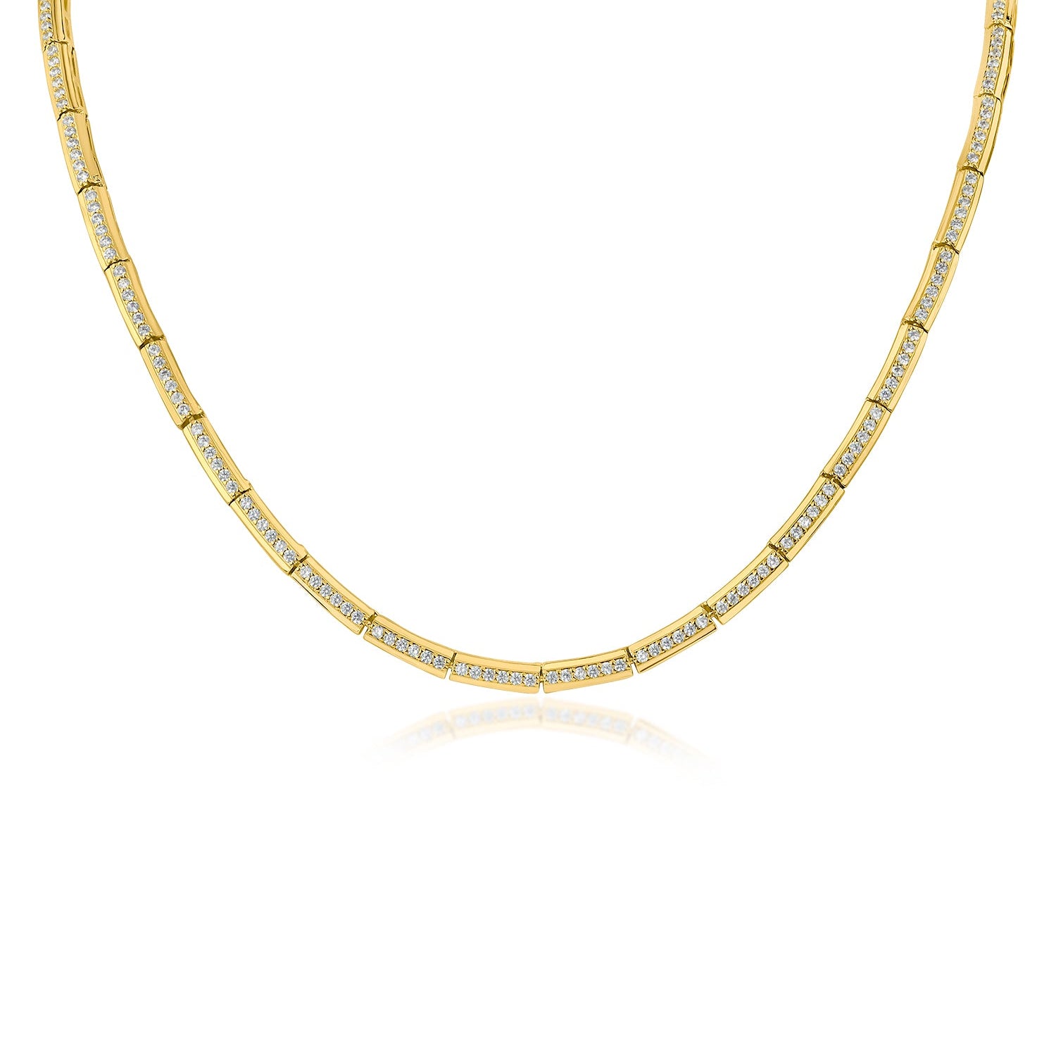 Collar tipo gargantilla con zirconias cúbicas en engaste pavé en latón bañado en oro de 14K, foto 1