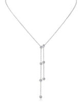 Collar en Y de doble cadena con zirconia cúbica en engaste de bisel en latón bañado en oro o en rodio