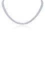 Collar tenis con zirconias cúbicas marquesa alternadas en latón bañado en oro o en rodio, foto 1