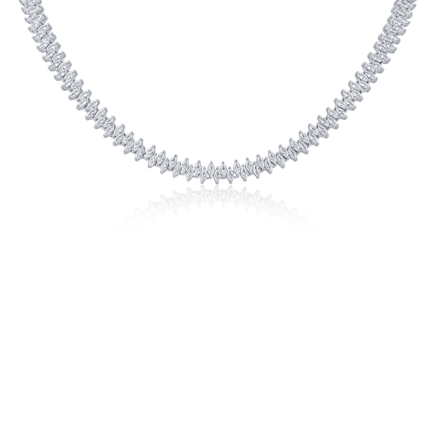 Collar tenis con zirconias cúbicas marquesa alternadas en latón bañado en oro o en rodio, foto 1