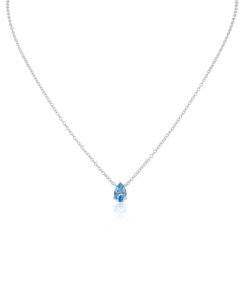 Pear Cubic Zirconia Pendant Necklace in Rhodium-Plated Brass, photo 1