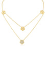 Pavé Cubic Zirconia Clover Double Strand Necklace in Plated Brass, photo 1