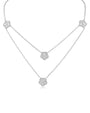 Pavé Cubic Zirconia Clover Double Strand Necklace in Plated Brass, photo 2