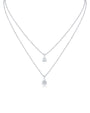 Collar de doble cadena con gota de zirconia cúbica en forma de pera en latón bañado en rodio, foto 1