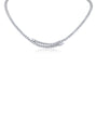 Cubic Zirconia Bypass Wrap Tennis Necklace in Rhodium-Plated Brass, photo 1