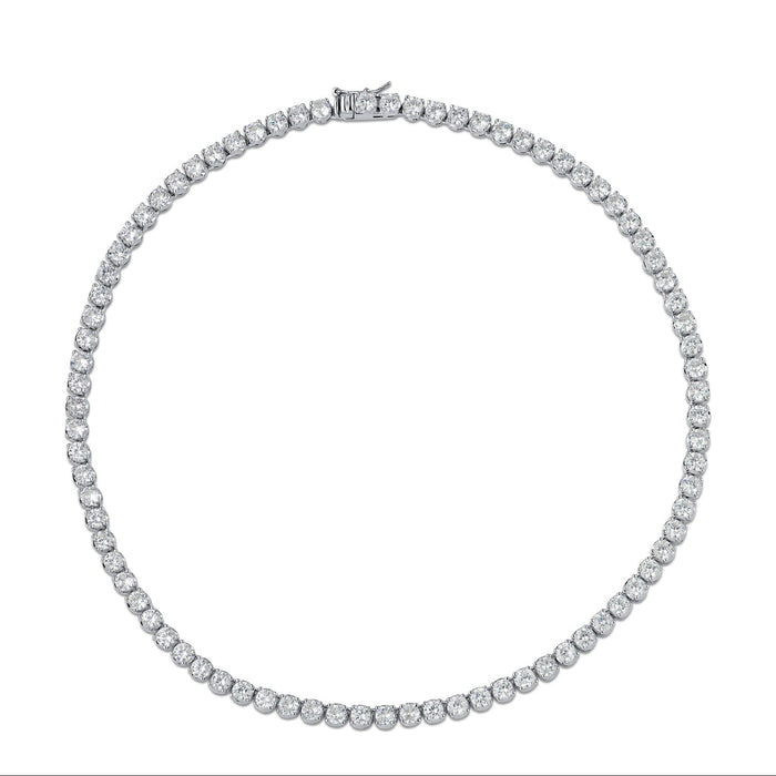 Collar tenis con zirconias cúbicas redondas en engaste de cuatro garras en latón bañado en rodio, foto 3