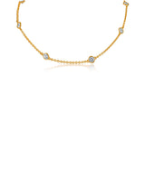Round Cubic Zirconia Bezel Station Necklace in 18K Gold-Plated Brass
