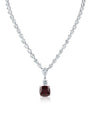 Collar con gota de zirconia cúbica roja talla cojín en latón bañado en rodio, foto 1