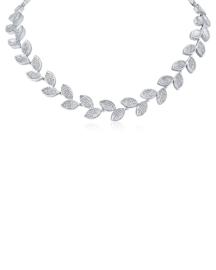 Collar de enredadera con zirconias cúbicas pavé en latón bañado en rodio, foto 1
