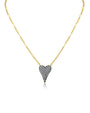 Pavé Round Cubic Zirconia Heart Pendant Chain Necklace in Brass, photo 2