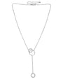Pavé Cubic Zirconia Interlocking Circle Y-Necklace in Rhodium-Plated Brass, photo 1