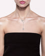 Pavé Cubic Zirconia Interlocking Circle Y-Necklace in Rhodium-Plated Brass, photo 2