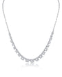 Graduated Round Cubic Zirconia and Chain Necklace in Rhodium-Plated Brass, photo 1