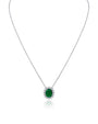 Collar con colgante halo de zirconia cúbica ovalada azul o verde en latón bañado en rodio, foto 2