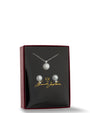 Cubic Zirconia and White Bead Pendant and Earring Set in Rhodium-Plated Brass, photo 3