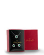 Green Cubic Zirconia Halo Stud Earring and Pendant Set in Rhodium-Plated Brass, photo 3