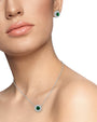 Green Cubic Zirconia Halo Stud Earring and Pendant Set in Rhodium-Plated Brass, photo 2