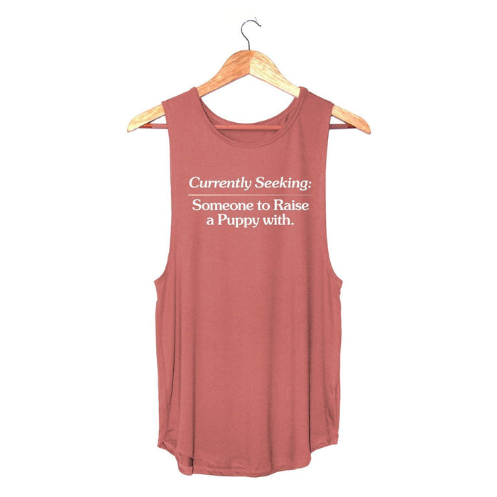 Currently Seeking Someone to Raise a Puppy With Women's Sleeveless Tank in mauve
