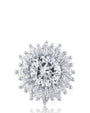 Anillo floral con zirconias cúbicas de varias tallas en latón bañado en rodio, foto 1