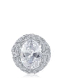Anillo con zirconia cúbica ovalada y engaste pavé en forma de estrella en latón bañado en rodio, foto 1