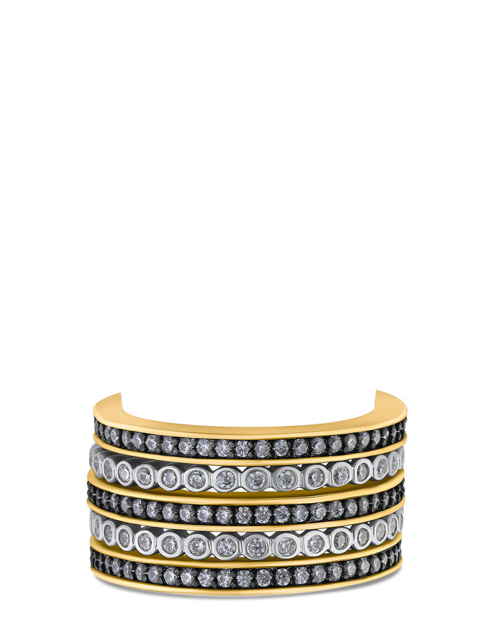 Round Cubic Zirconia Five-Band Eternity Ring Set in Brass, photo 1