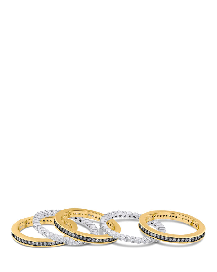 Round Cubic Zirconia Five-Band Eternity Ring Set in Brass, photo 2