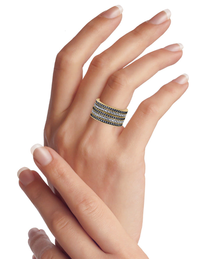 Round Cubic Zirconia Five-Band Eternity Ring Set in Brass, photo 3