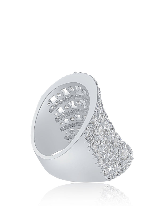 Anillo horizontal de cinco hileras con zirconias cúbicas en latón bañado, foto 2