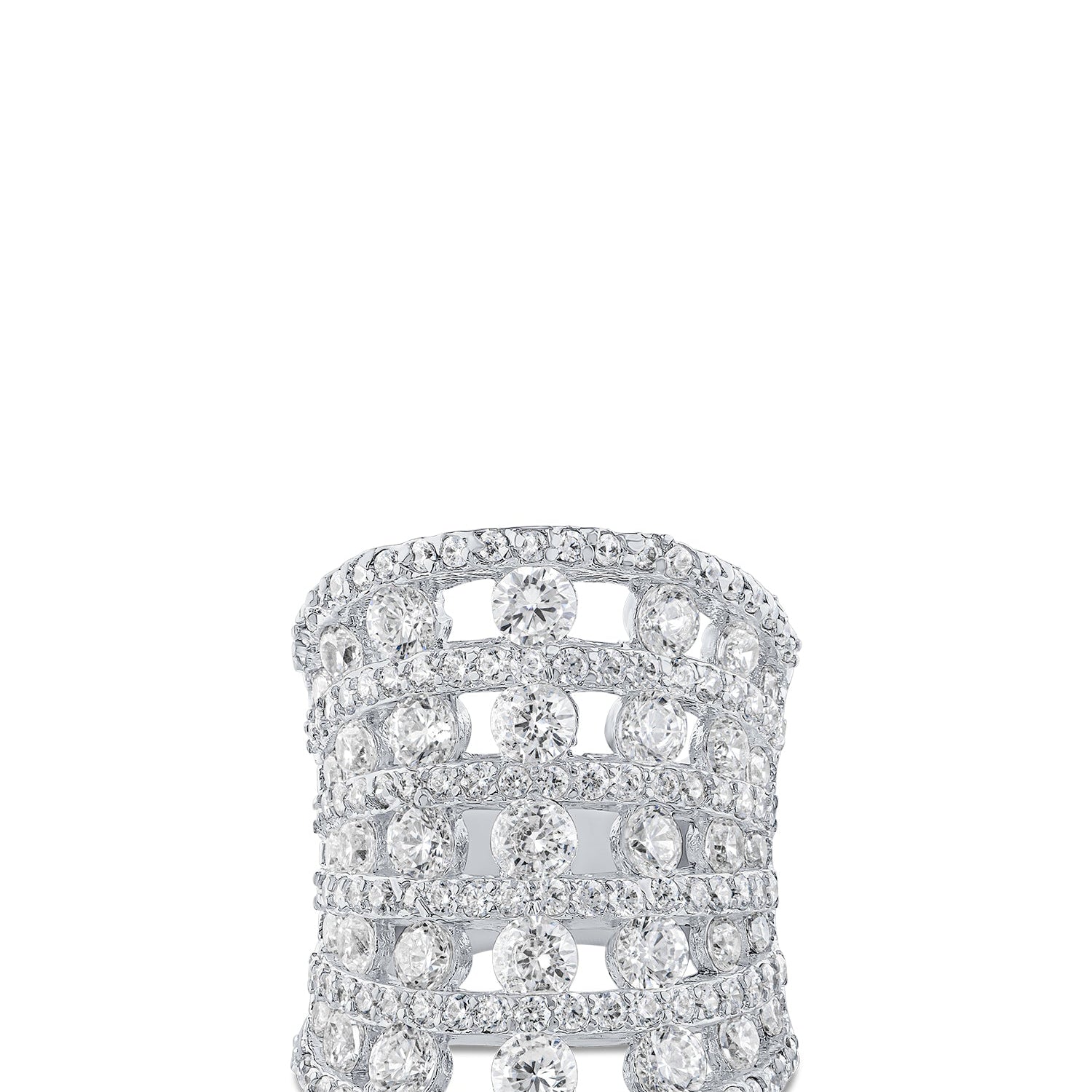 Anillo horizontal de cinco hileras con zirconias cúbicas en latón bañado, foto 1