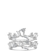 Mixed Cubic Zirconia Double Cluster Ring in Rhodium-Plated Brass, photo 1