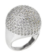 Anillo domo con zirconias cúbicas redondas en engaste pavé en latón bañado en rodio, foto 1