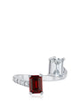 Double Emerald-Cut and Pavé Cubic Zirconia Wrap Ring in Rhodium-Plated Brass, photo 1