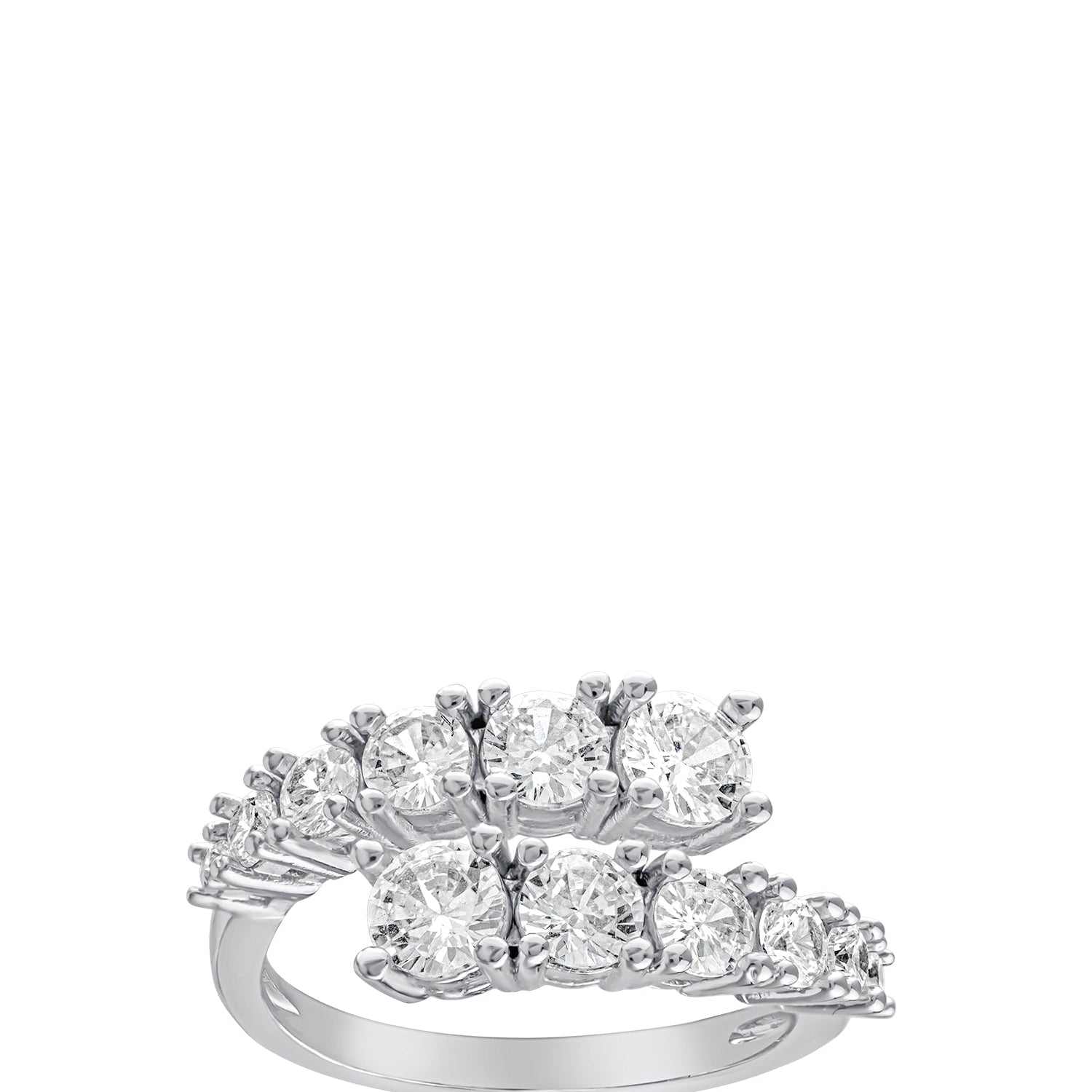 Round Graduated Cubic Zirconia Wrap Ring in Gold-Plated or Rhodium-Plated Brass, photo 1