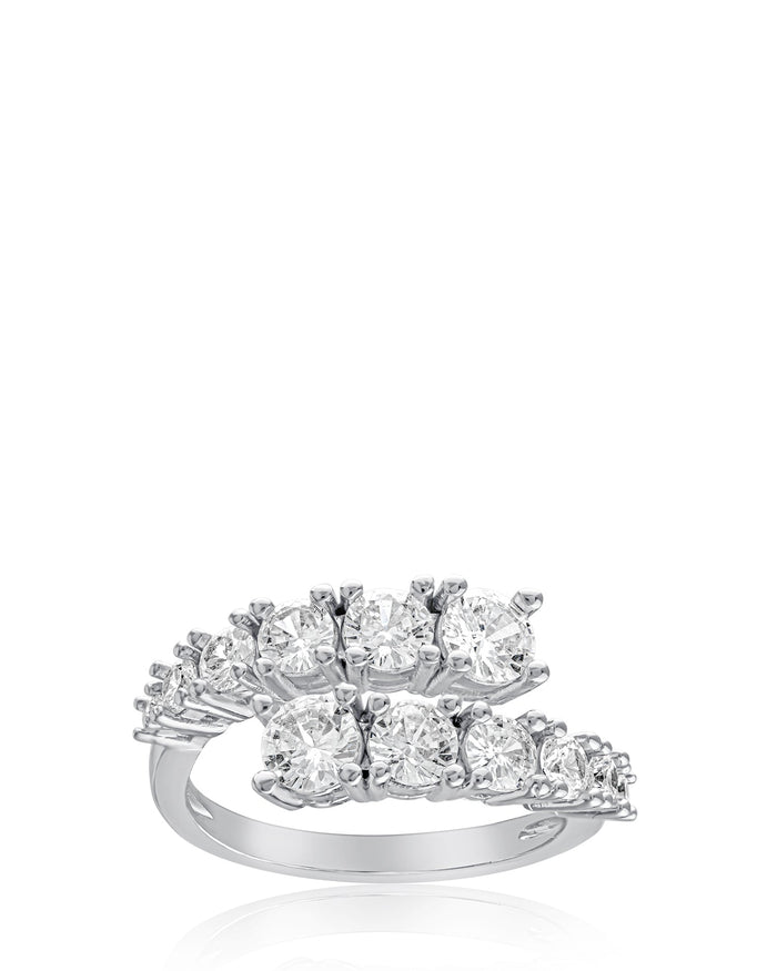 Round Graduated Cubic Zirconia Wrap Ring in Gold-Plated or Rhodium-Plated Brass, photo 1