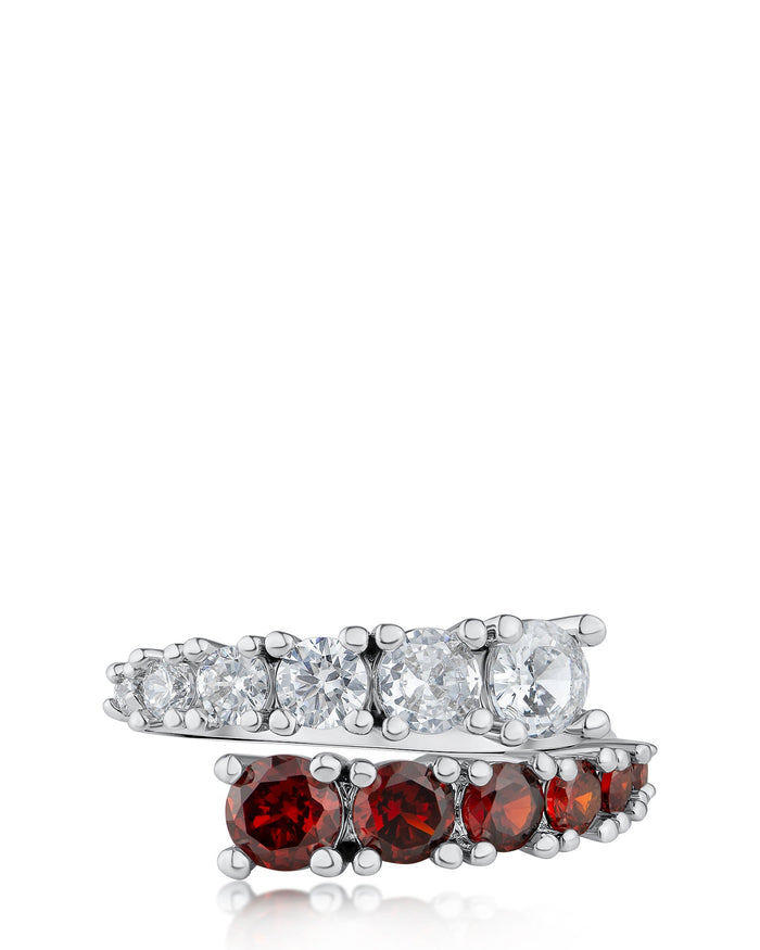 Round Graduated Cubic Zirconia Wrap Ring in Gold-Plated or Rhodium-Plated Brass, photo 2